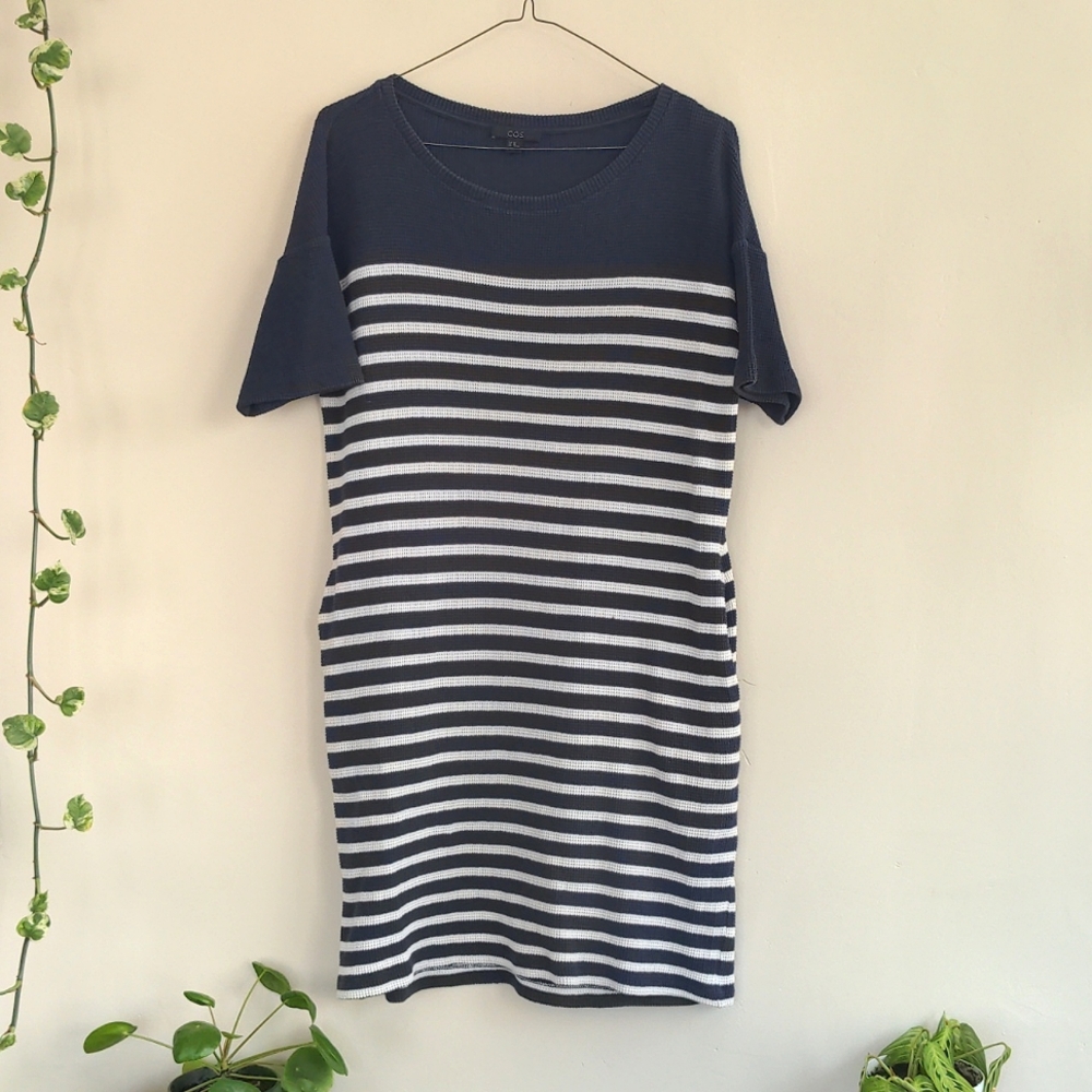 COS | Striped Waffle Knit Tee Dress Size XS